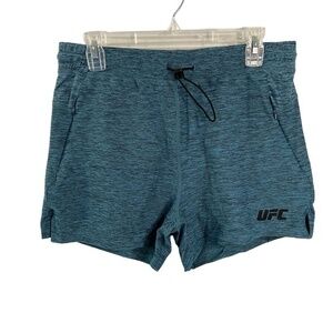 UFC Womens XL Tech Workout Shorts Porcelain‎ Blue Zip Pockets MMA Performance
